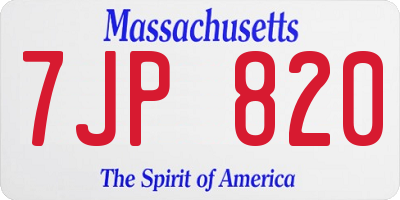 MA license plate 7JP820