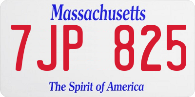 MA license plate 7JP825