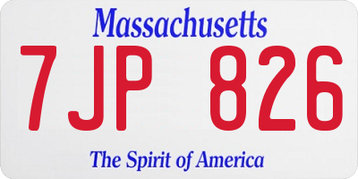MA license plate 7JP826