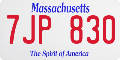 MA license plate 7JP830