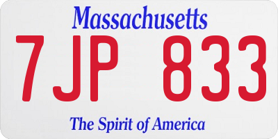 MA license plate 7JP833