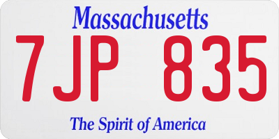 MA license plate 7JP835