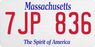 MA license plate 7JP836