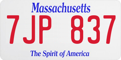 MA license plate 7JP837