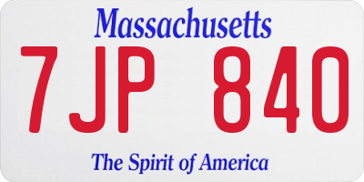 MA license plate 7JP840