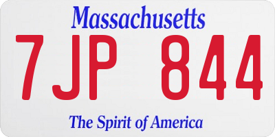 MA license plate 7JP844
