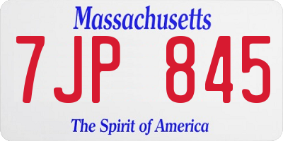 MA license plate 7JP845