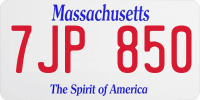 MA license plate 7JP850