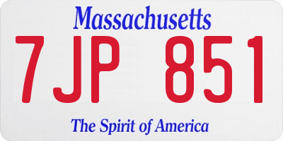 MA license plate 7JP851