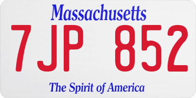 MA license plate 7JP852