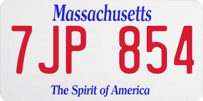 MA license plate 7JP854
