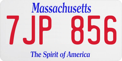MA license plate 7JP856