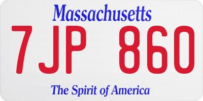 MA license plate 7JP860