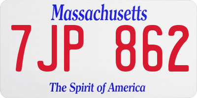 MA license plate 7JP862
