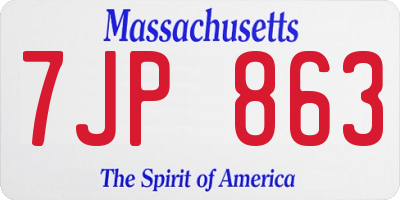MA license plate 7JP863