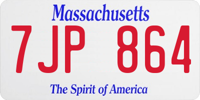 MA license plate 7JP864