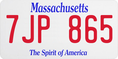 MA license plate 7JP865