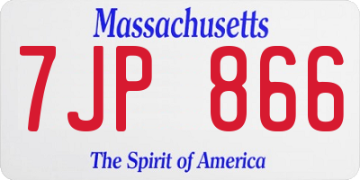 MA license plate 7JP866
