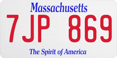 MA license plate 7JP869