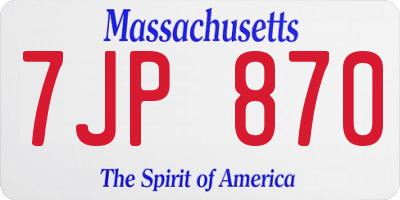 MA license plate 7JP870