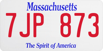 MA license plate 7JP873