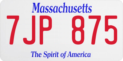 MA license plate 7JP875