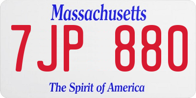 MA license plate 7JP880