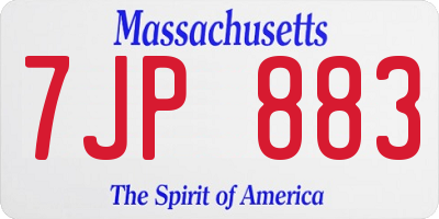 MA license plate 7JP883