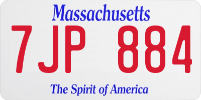 MA license plate 7JP884