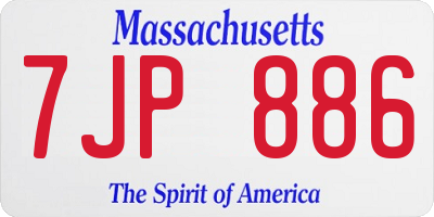 MA license plate 7JP886