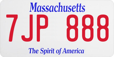 MA license plate 7JP888