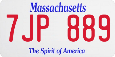 MA license plate 7JP889