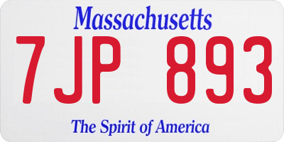 MA license plate 7JP893