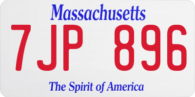 MA license plate 7JP896