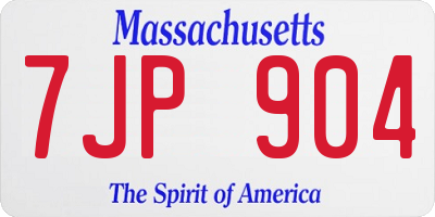 MA license plate 7JP904