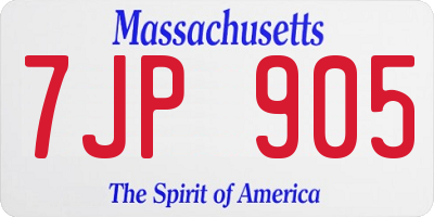 MA license plate 7JP905