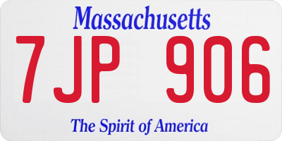 MA license plate 7JP906