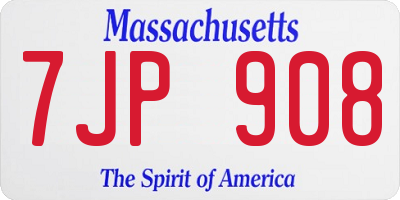 MA license plate 7JP908