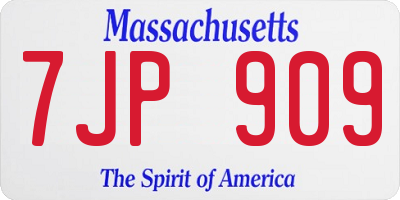 MA license plate 7JP909