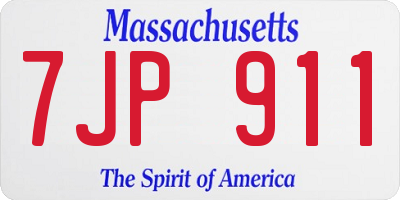MA license plate 7JP911