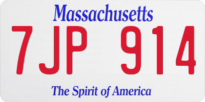 MA license plate 7JP914