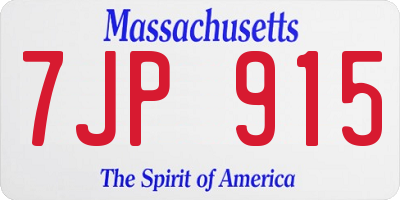 MA license plate 7JP915