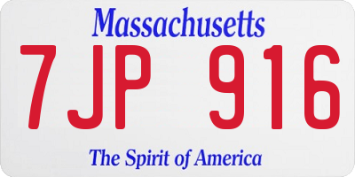 MA license plate 7JP916