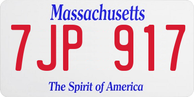 MA license plate 7JP917
