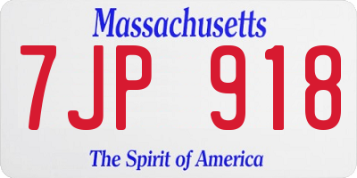 MA license plate 7JP918
