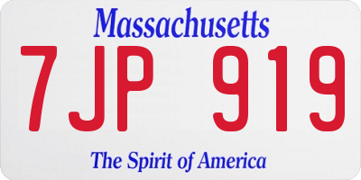 MA license plate 7JP919