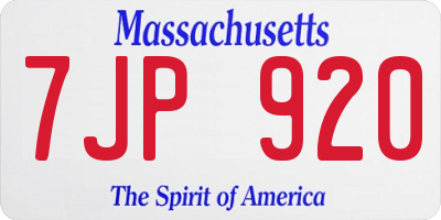 MA license plate 7JP920