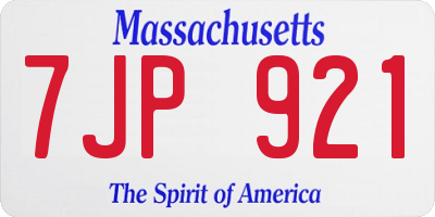 MA license plate 7JP921