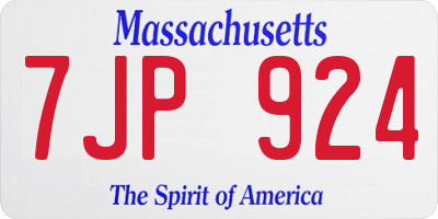 MA license plate 7JP924