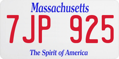 MA license plate 7JP925
